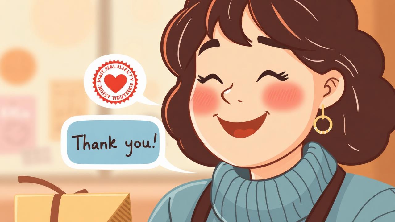 Cliente sorrindo com agradecimento da marca em chat